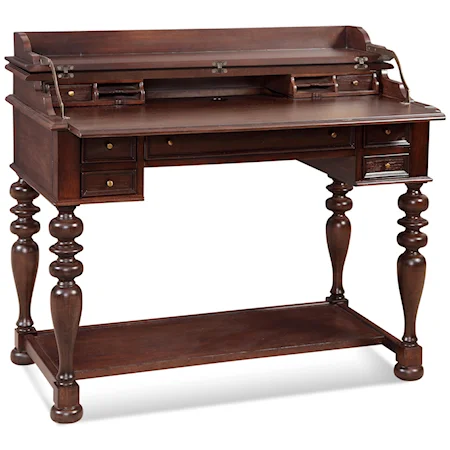 Traditional Secretary Desk with Turned Legs